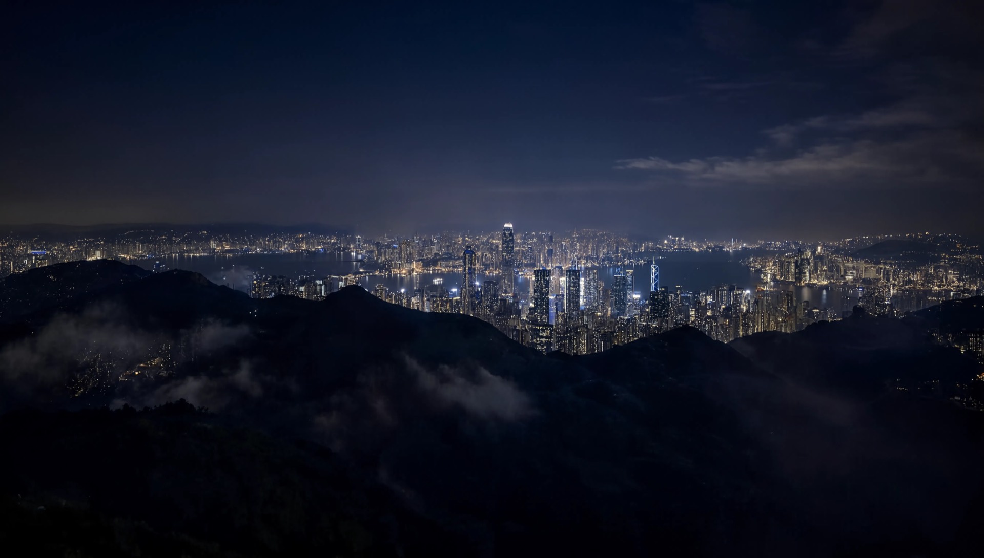 Hong Kong skyline at night from the Peak